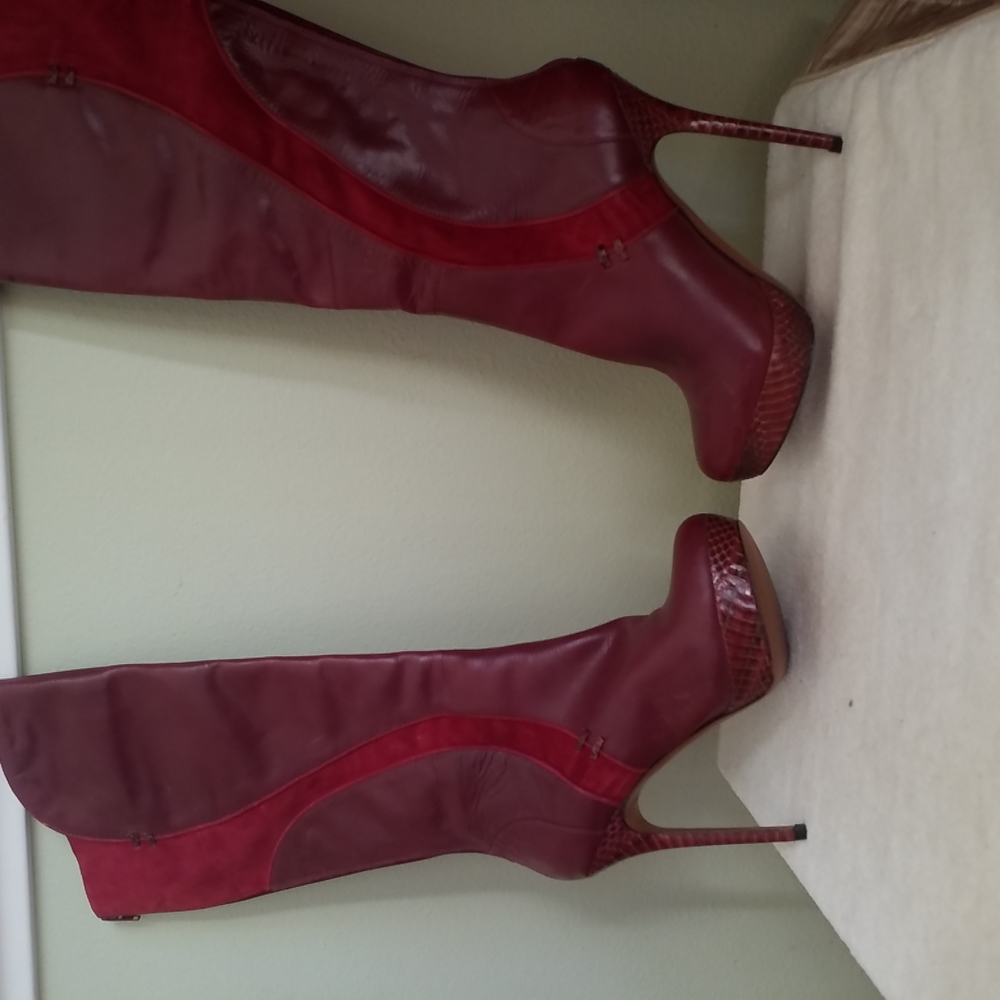 Charles David Fashion Leather & Suede Boots Stiletto Size 9